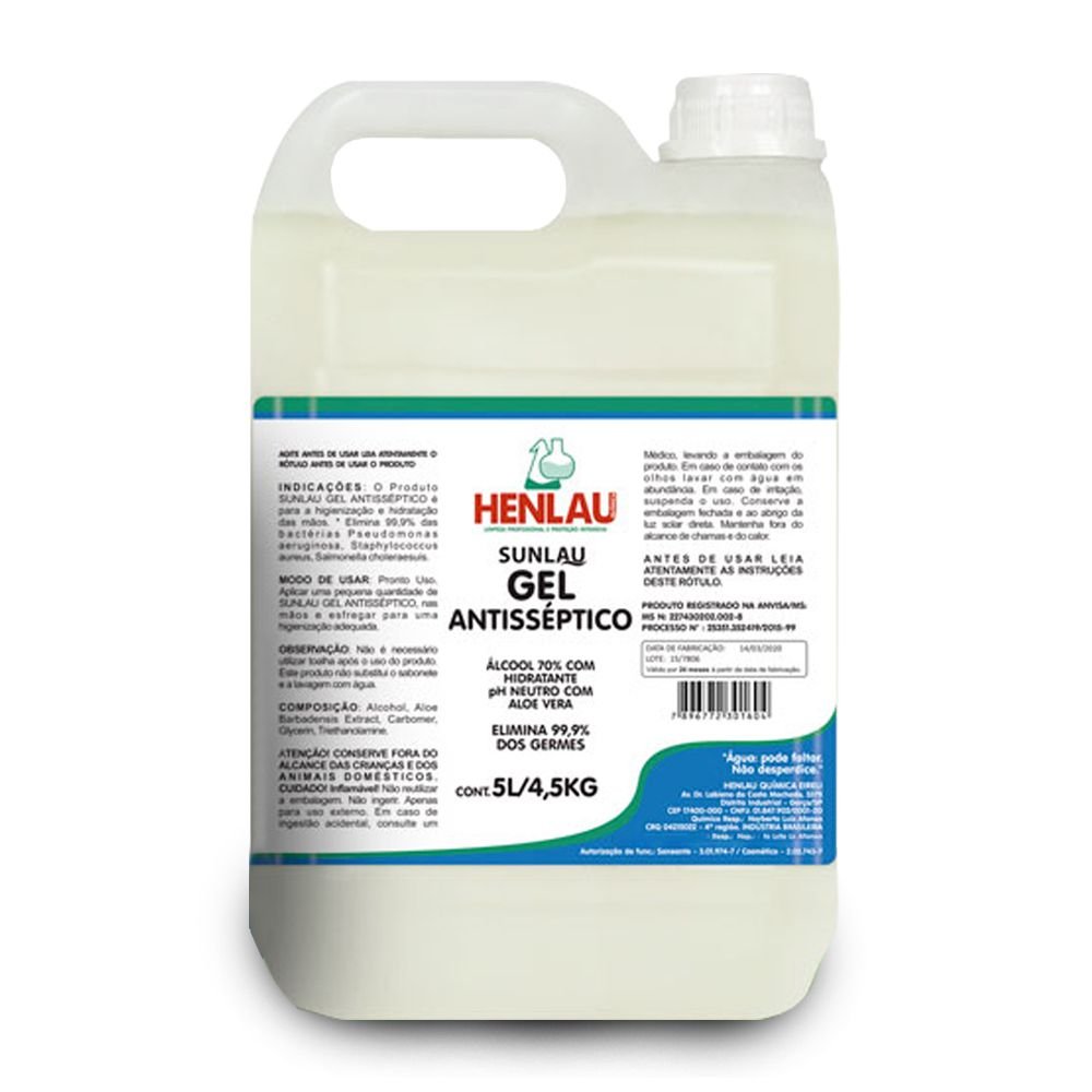 Alcool Gel 70 Bomba 5L Sunlau