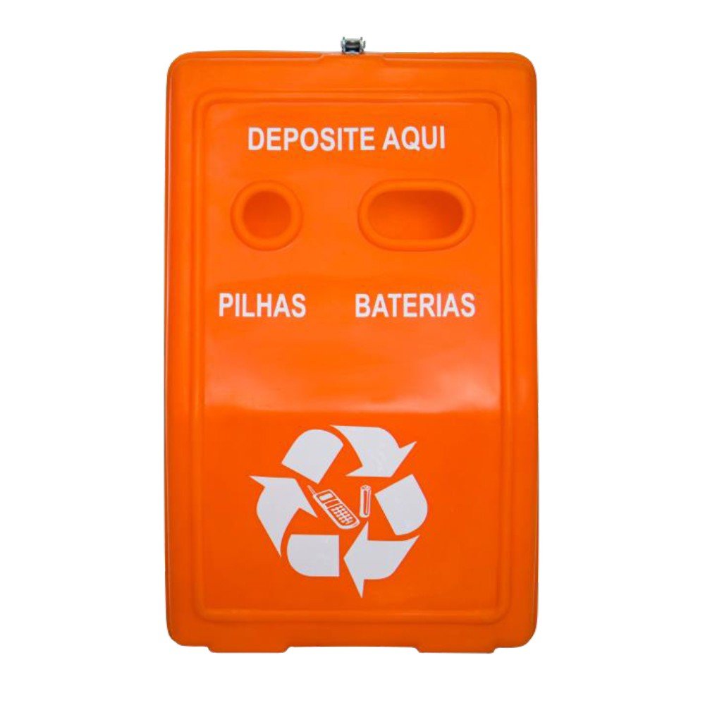 COLETOR DE PILHAS E BATERIAS 30 LITROS C/ DIVISOR INTERNO E C/ PORTA CADEADO