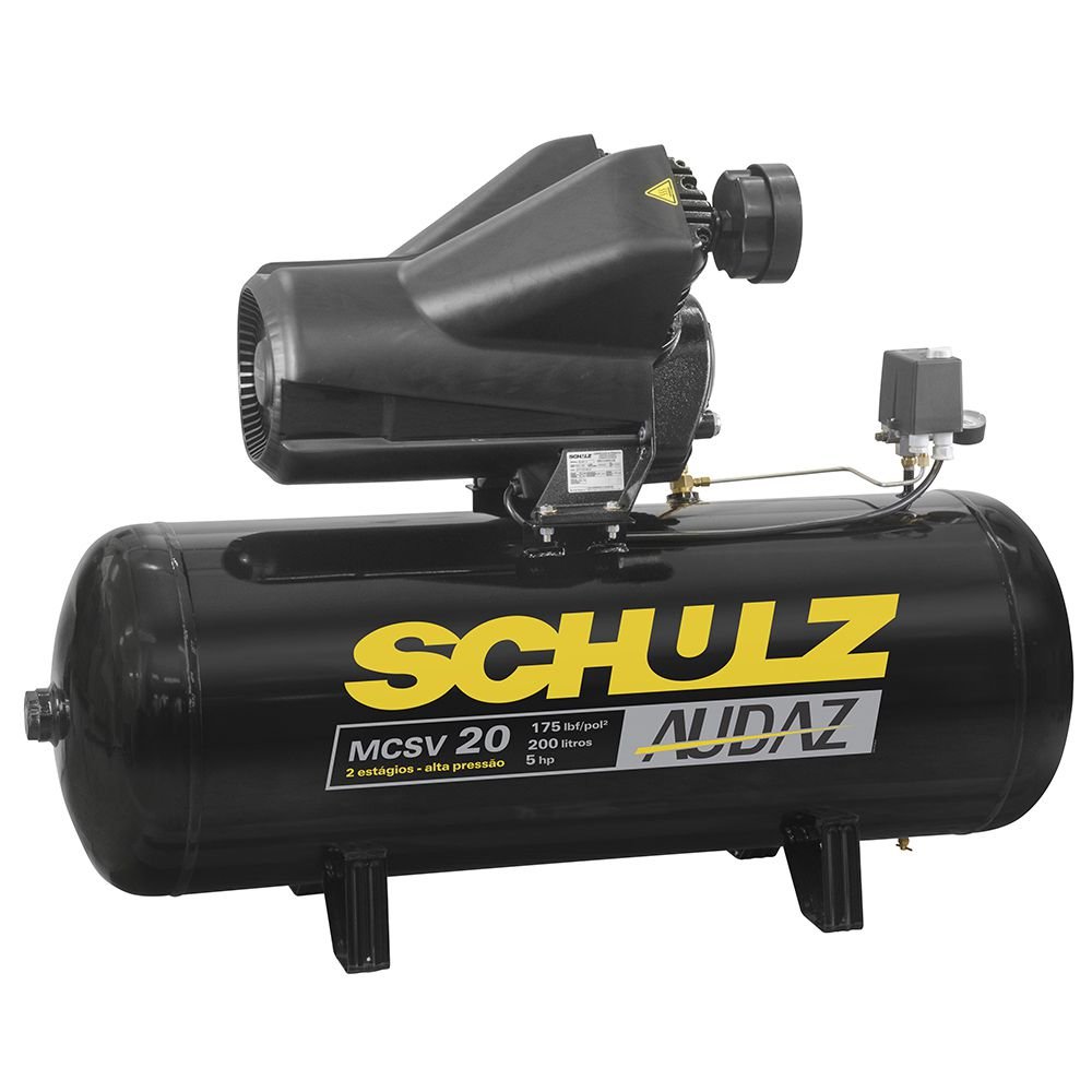 MOTOCOMPRESSOR DE AR ESTACIONARIO DE PISTAO AUDAZ MCSV20 AP 200LT TRIFASICO 220V C/ CHAVE MAGNETICA
