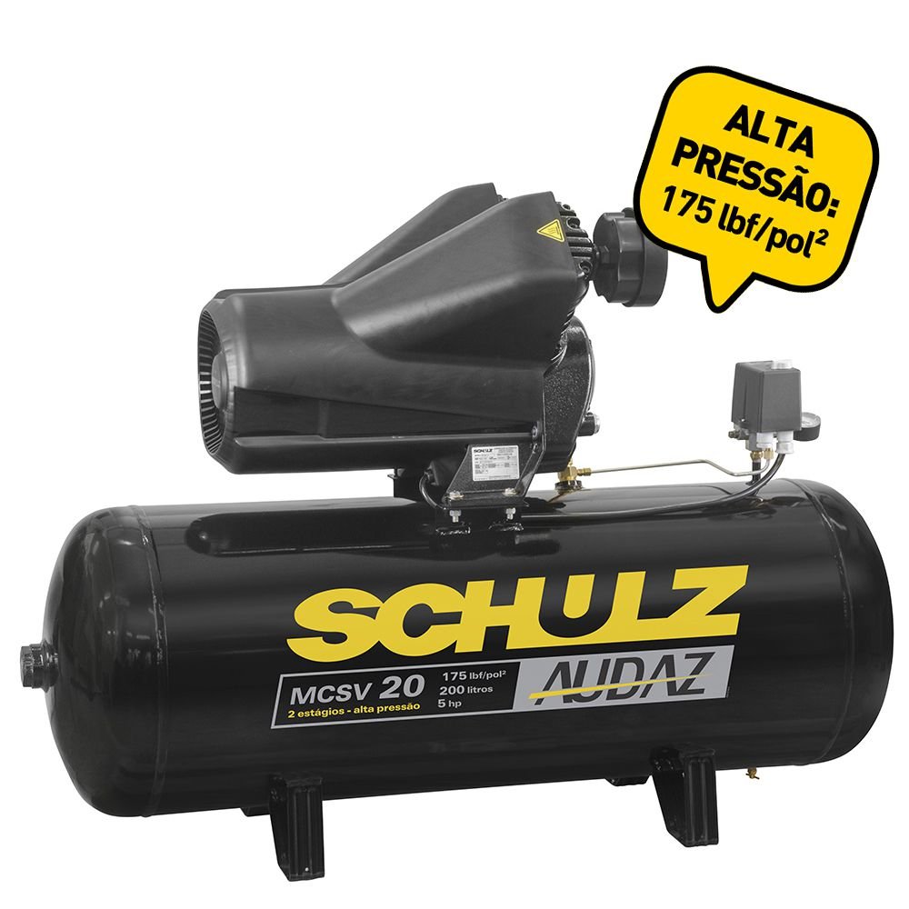 MOTOCOMPRESSOR DE AR ESTACIONARIO DE PISTAO AUDAZ MCSV20 AP 200LT TRIFASICO  220V