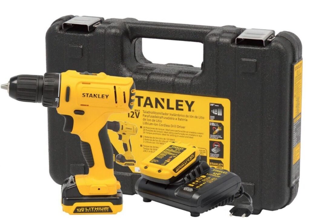 Parafusadeira/Furadeira c/ Maleta | 3/8'' (10mm) | 2 Baterias 12V Bivolt | 30Nm - Stanley