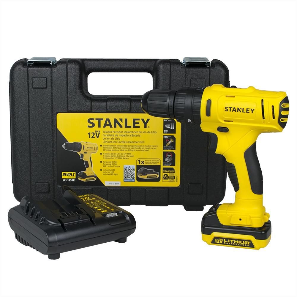 PARAFUSADEIRA/FURADEIRA DE IMPACTO C/ MALETA | 3/8'' (10MM) | 1 BATERIAS 12V BIVOLT | 26NM - STANLEY